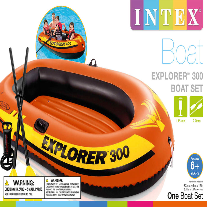 Intex Explorer 300 with Boat Air Set and Inflatable 3-Person Oars
