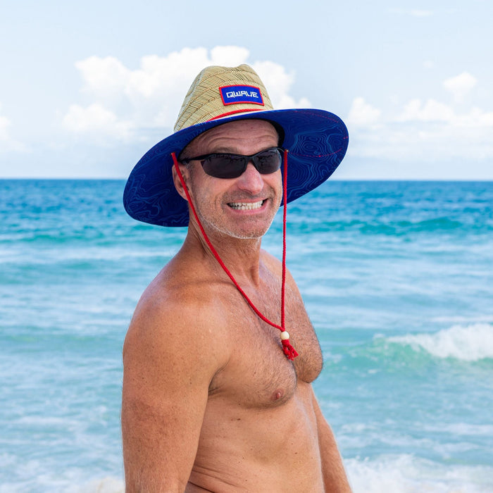 Qwave Men's Straw Lifeguard Hat - Topography Print