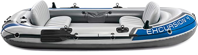 Intex Excursion 4, 4-Person Inflatable Boat Set with Aluminum Oars