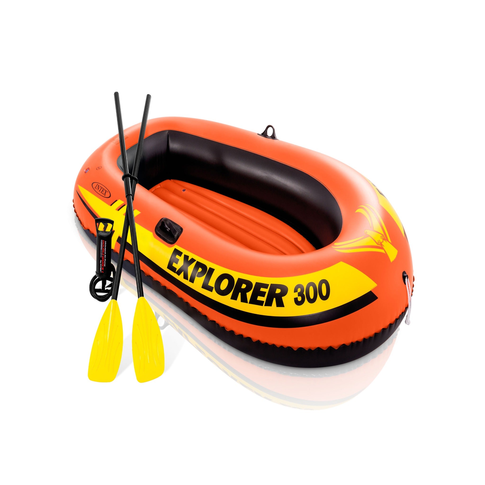 300 with Intex 3-Person Explorer Air Inflatable and Oars Set Boat