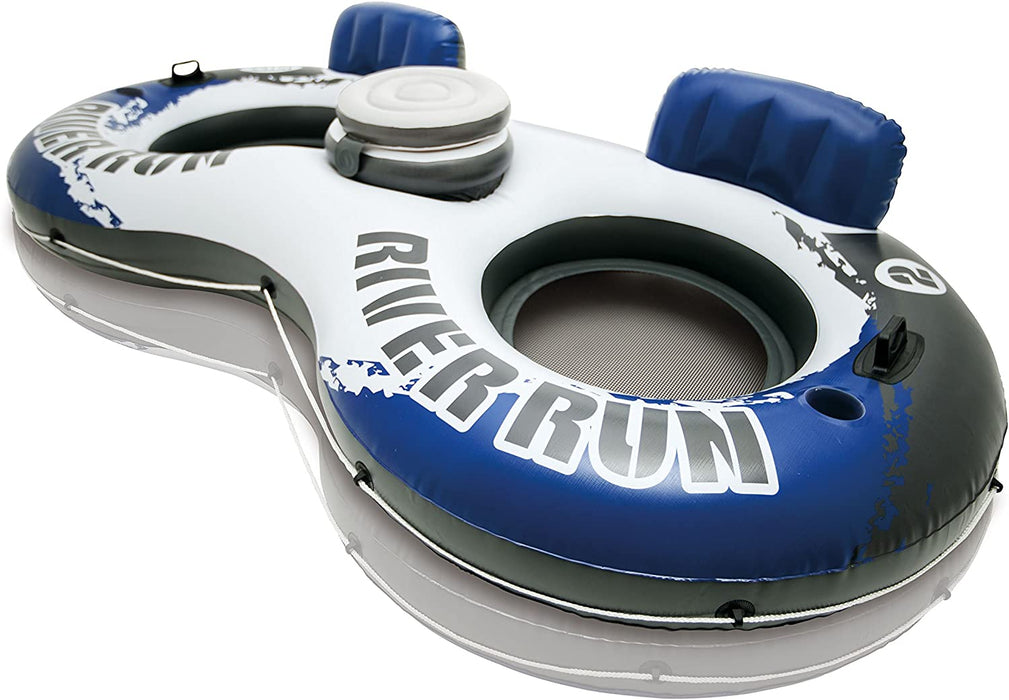 Intex River Run II 2-Person Water Tube Float Raft with Cooler (2 Pack) - Perfect for Summer Fun
