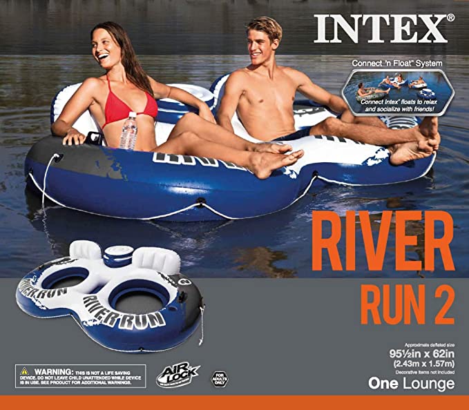 Intex River Run II 2-Person Water Tube Float Raft with Cooler - Perfect for Summer Fun