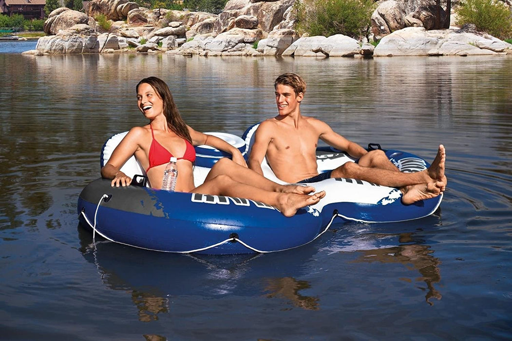 Intex River Run II 2-Person Water Tube Float Raft with Cooler (2 Pack) - Perfect for Summer Fun