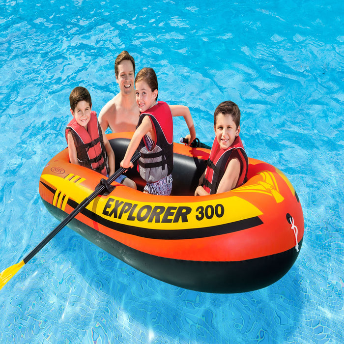 Intex Explorer 300 3-Person Inflatable Air Boat and Oars Set with