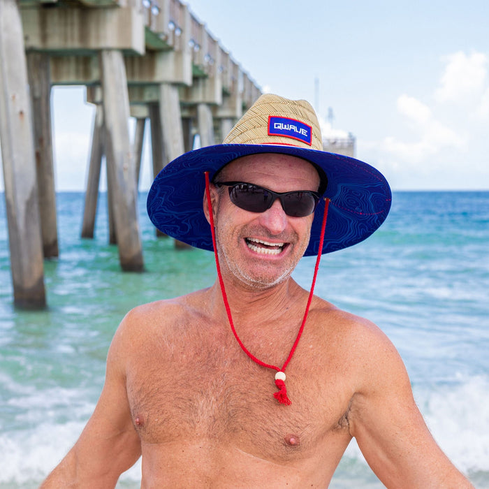 Qwave Men's Straw Lifeguard Hat - Topography Print