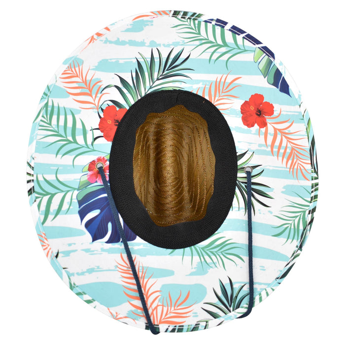 Qwave Women's Straw Lifeguard Hat - Red Tropical Print
