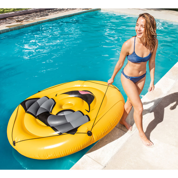 Intex Giant Inflatable Emoji Cool Guy Island Lounger Ride-On for Swimming Pools