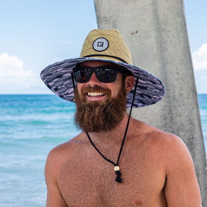 Qwave Men's Straw Lifeguard Hat - Steelfish Print